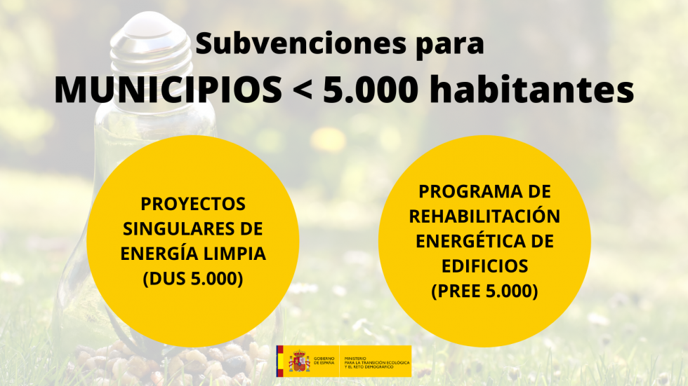 Convocatorias de subvención para municipios de menos de 5.000 habitantes